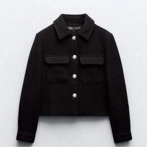 Zara wood blend Black Button-Up Jacket/ Size Medium